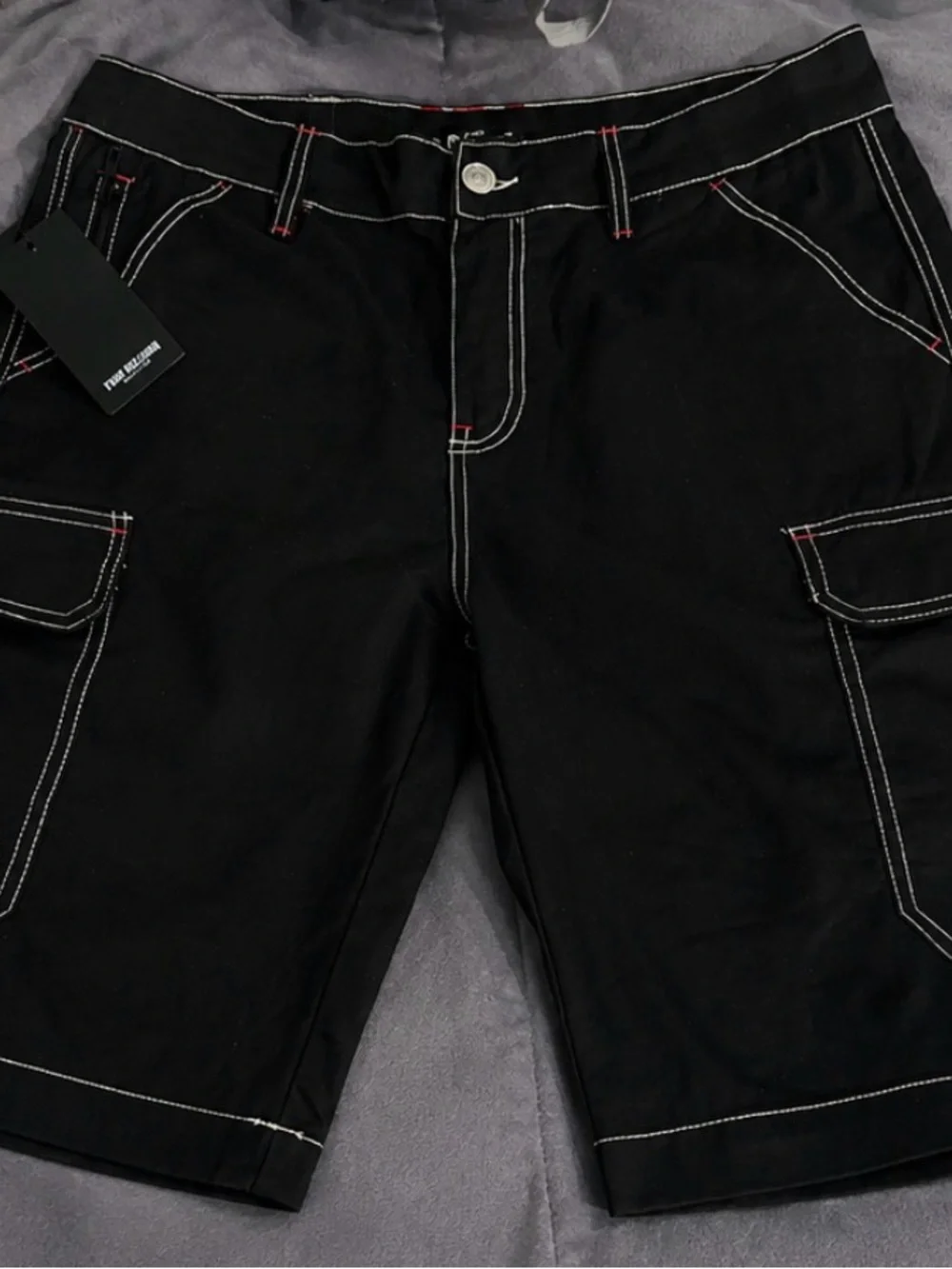 True Religion Black Relaxed Stitch-Detail Jeans
